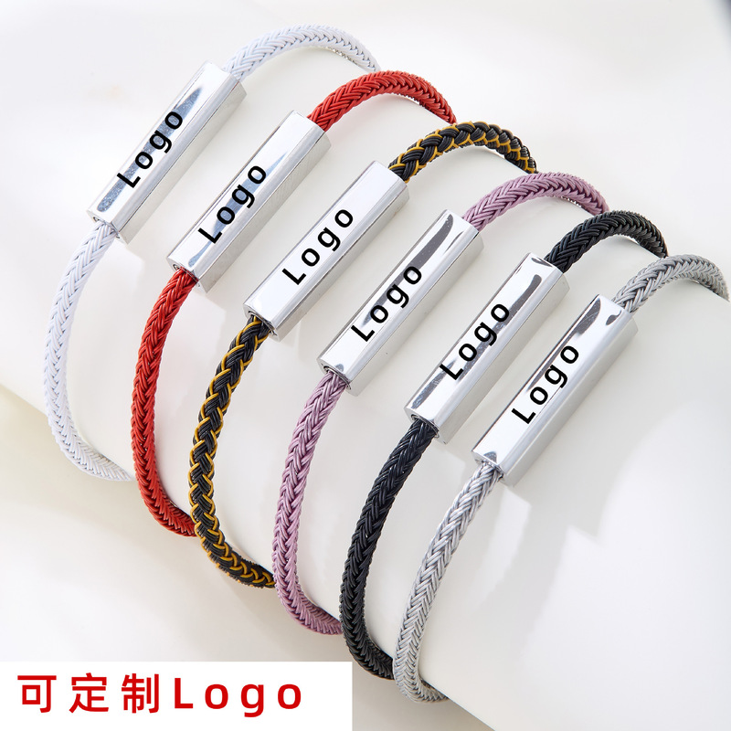 Cross-Border Hot-Selling Stainless Steel Engraved Bracelet, Custom-Engraved Steel Wire Rope Magnetic Clasp, Waterproof Fashionable Couple Bracelet Cross-Border Hot-Selling Stainless Steel Engraved Bracelet, Custom-Engraved Steel Wire Rope Magnetic Clasp, Waterproof Fashionable Couple Bracelet