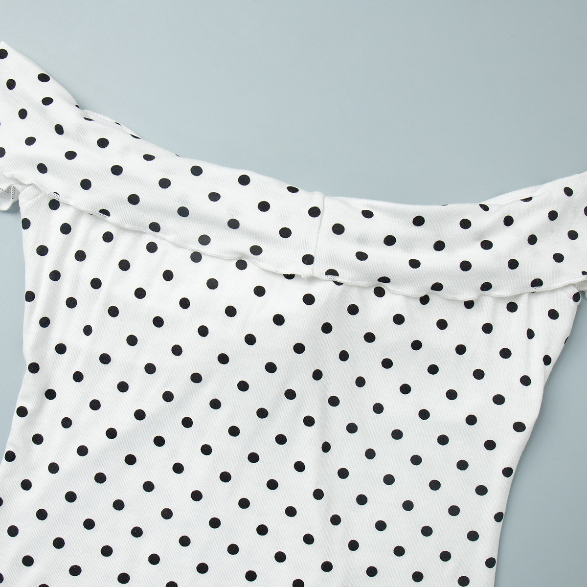Women's Polka Dot Skirt Set Off-Shoulder Top & Pleated Midi Skirt Summer New Arrival_ecoleips.com