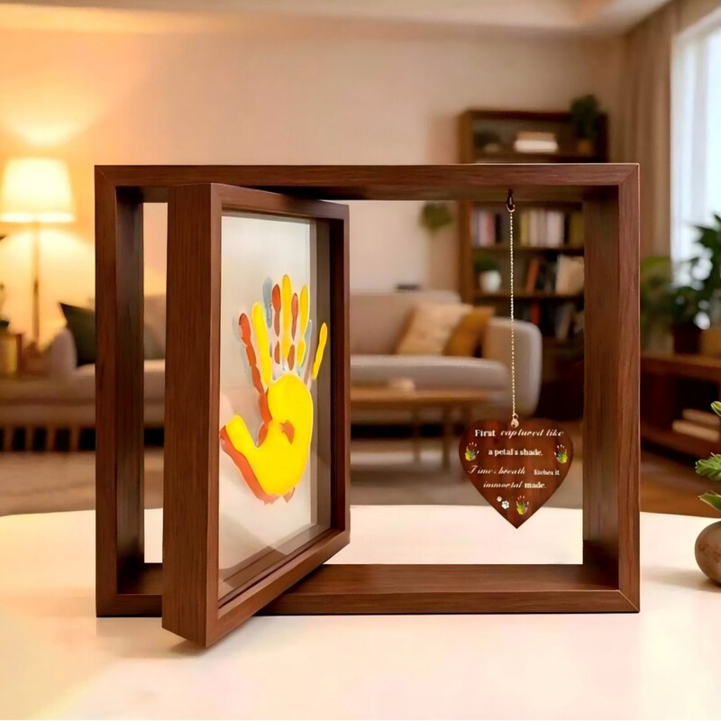 Cross-Border Three-Dimensional Rotating Photo Frame with Palm Print and Heart Pendant, Wooden Writable Creative Double-Frame Desktop Decoration Stand Cross-Border Three-Dimensional Rotating Photo Frame with Palm Print and Heart Pendant, Wooden Writable Creative Double-Frame Desktop Decoration Stand