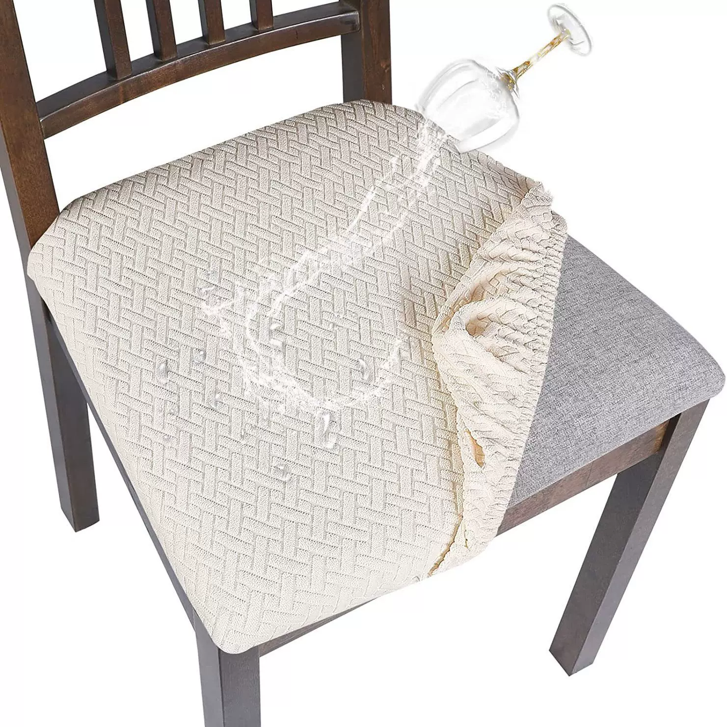 T型提花插扣防水椅垫套跨境热卖长格纹提花椅套家用椅子坐垫套