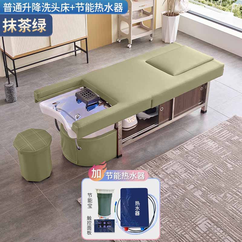 Cama de lavado de cabello de masaje eléctrica multifuncional con calentador de agua de fumigación para terapia de pies para barbería de circulación de agua para salón de cuidado de cabello
