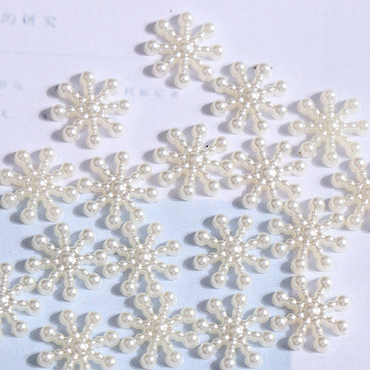 ABS imitación de perlas de fondo plano perlas de forma especial amor flocos de nieve DIY móvil belleza material de decoración de Navidad