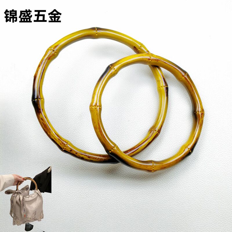 Luggage hardware accessories plastic bamboo large hand-held ring woven bag resin simulation bamboo round handle
