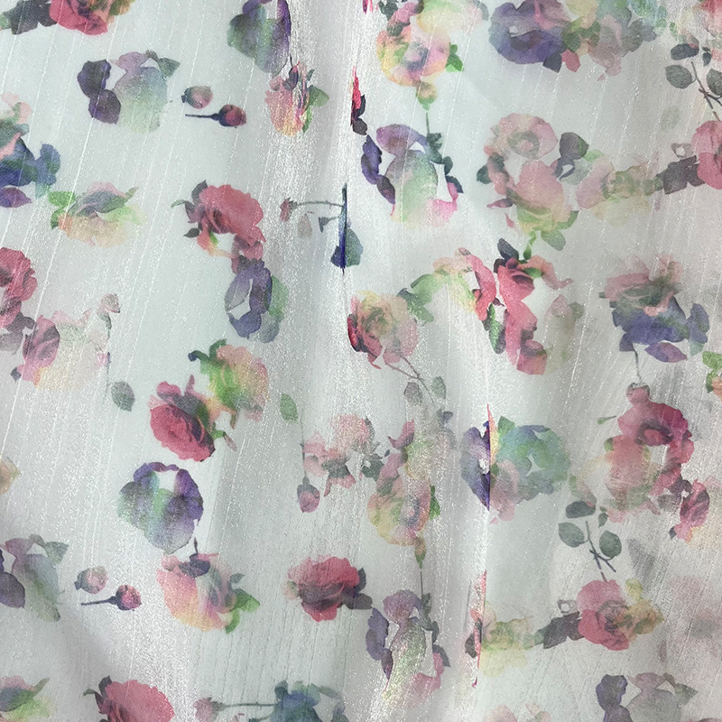 Nueva tela de impresión de tinta de organza arrugada de poliéster