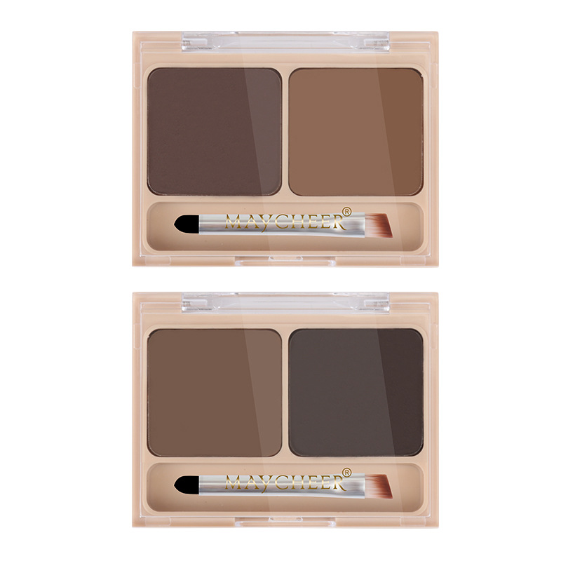 Polvo moldeador de cejas de dos colores Meiqier, impermeable, sin decoloración, teñido de cejas de larga duración, delineador de ojos en polvo, lápiz de cejas, crema de cejas negra natural para mujeres