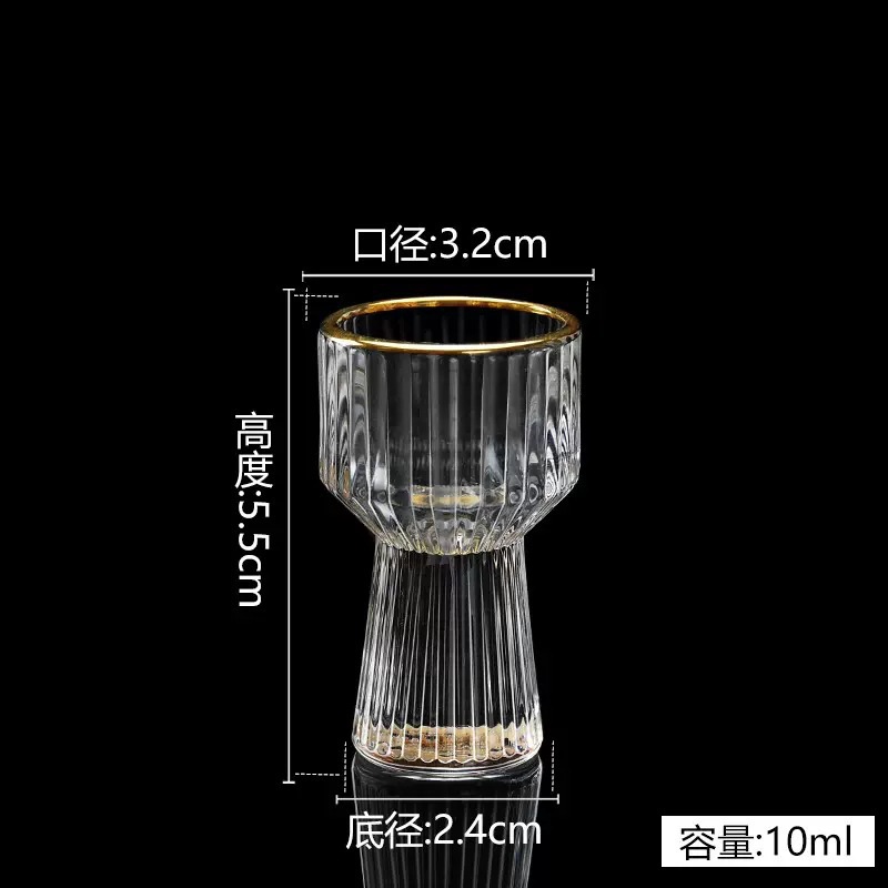Taza de vino china casera de vidrio de cristal copas de copas de oro copas de whisky