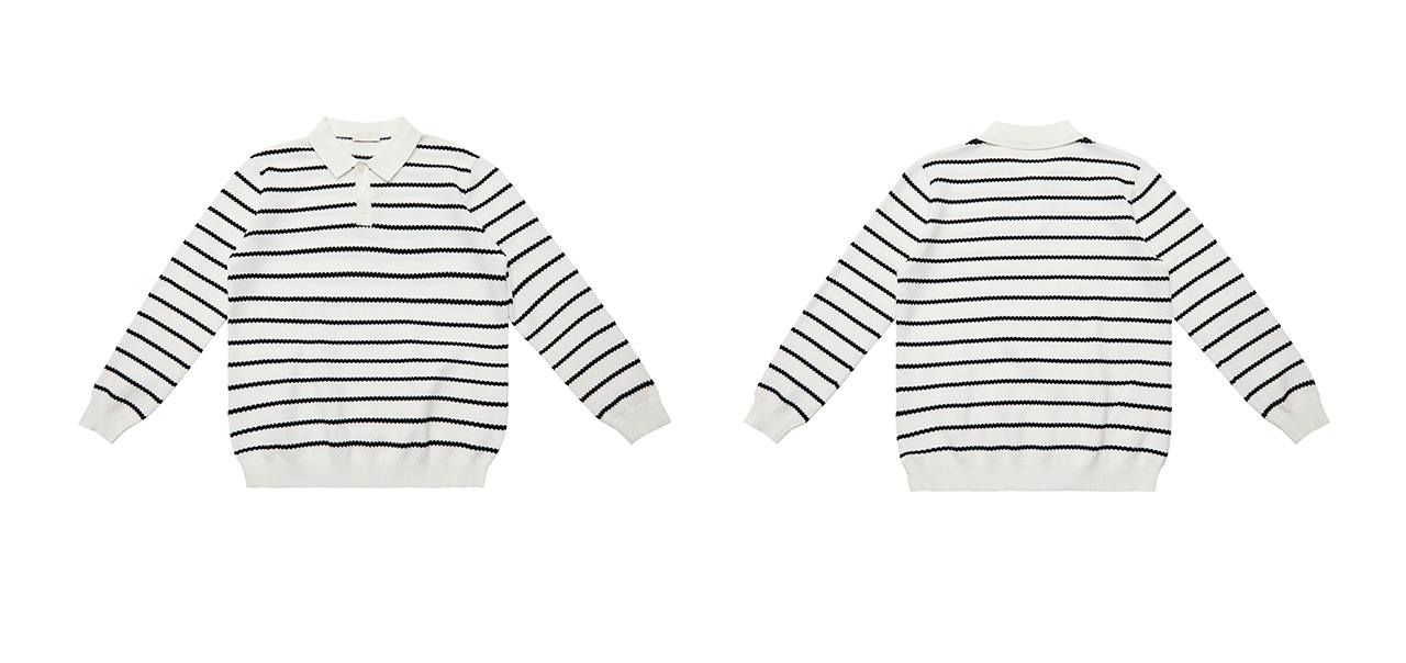 UNF Striped 300g Loose Polo Sweater
