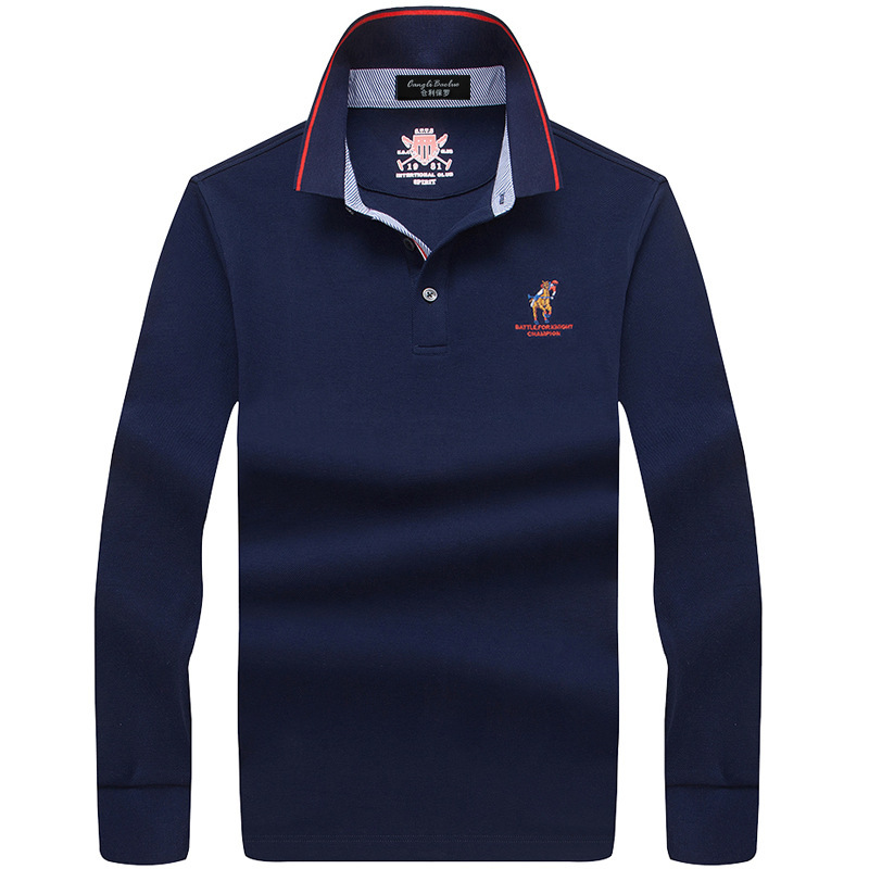 Men's Long-Sleeved T-Shirt Autumn and Winter New Lapel Business Casual Tops T-Shirt Paul Polo Shirt