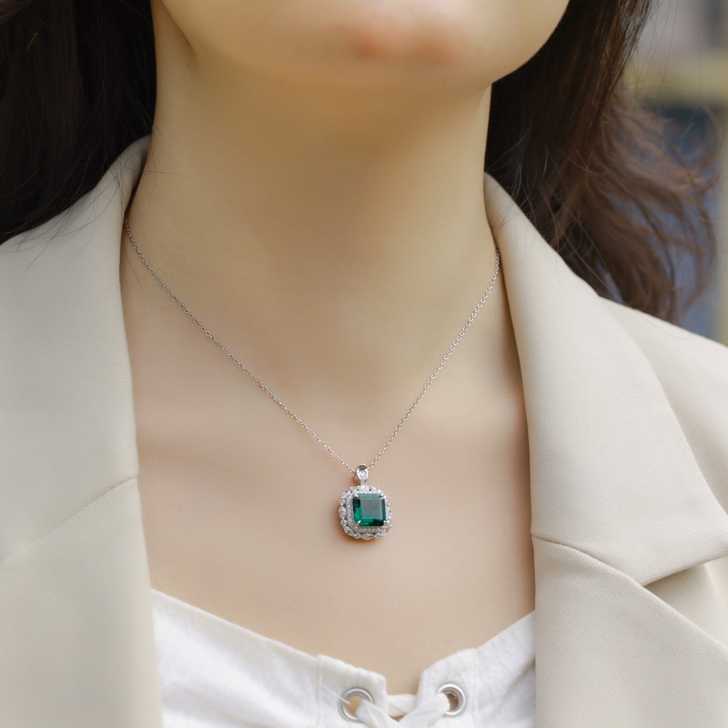 Nuevo anillo de esmeralda de cultivo retro atmosférico transfronterizo S925 con incrustaciones de plata para cultivar el anillo de dedo de comida del tesoro de color Dos mujeres