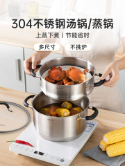 K9HX wholesale thickened 304 stainless steel soup pot household stew pot soup pot double-ear cooking pot gas induction cooker