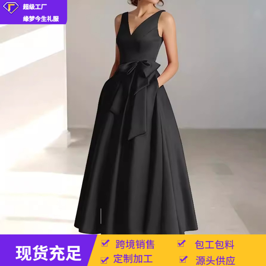 Evening Dress for Women 2026 New Style Export Birthday Party Host V-Neck Socialite Everyday Wearable Slimming Dress