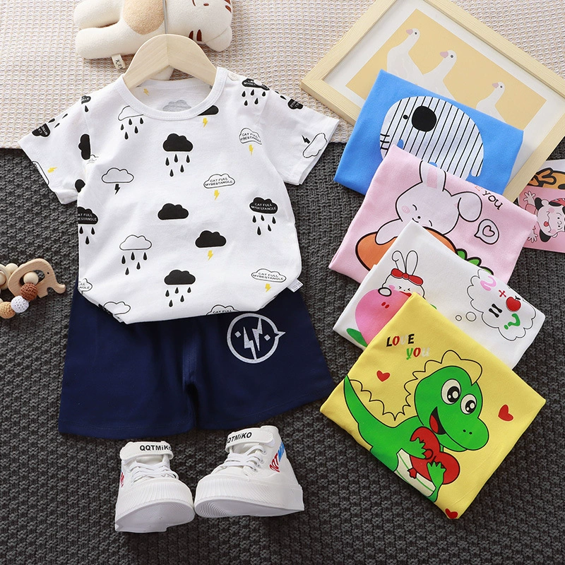 Children's short sleeve T-shirt, summer cotton set for early age for men and women, children's clothing