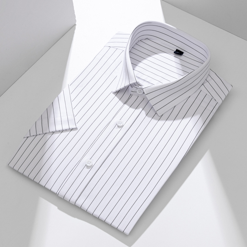 Camisas a rayas personalizadas en blanco y negro para hombres, mangas largas delgadas, traje de negocios sin quemar, impresión interior, camisa negra para hombres