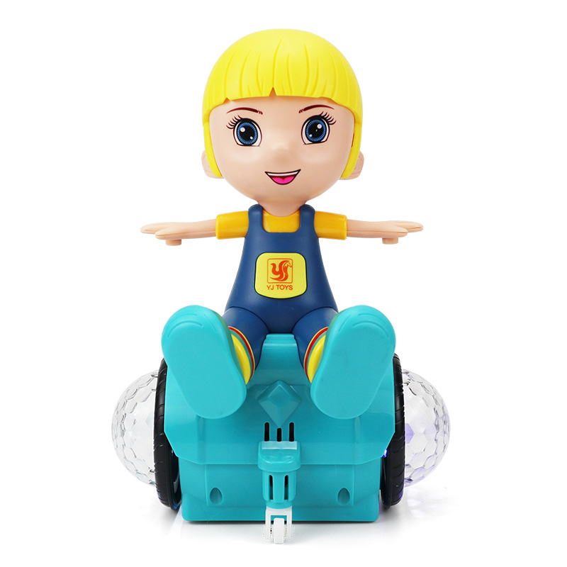 Trucos eléctricos transfronterizos juguetes para niños coche de equilibrio coche de juguete giratorio luz colorida música juguetes para niños al por mayor