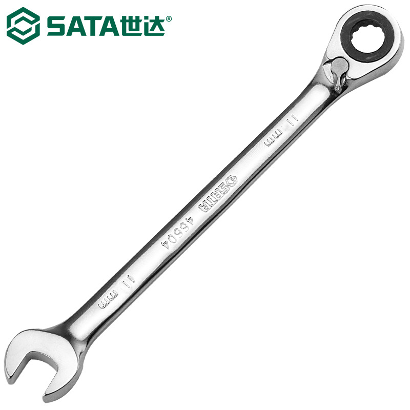 世达46604棘轮扳手双向梅开扳手梅花开口两用快扳铬钒钢11MM