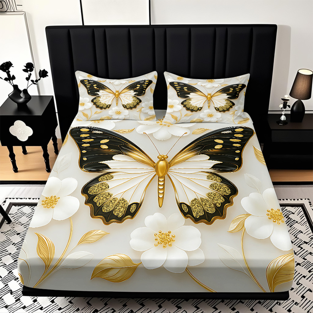 TEMU / JIT transfronterizo varios patrones de mariposa impresión digital de alta definición cama gaza pillow cover kit exclusivo transfronterizo