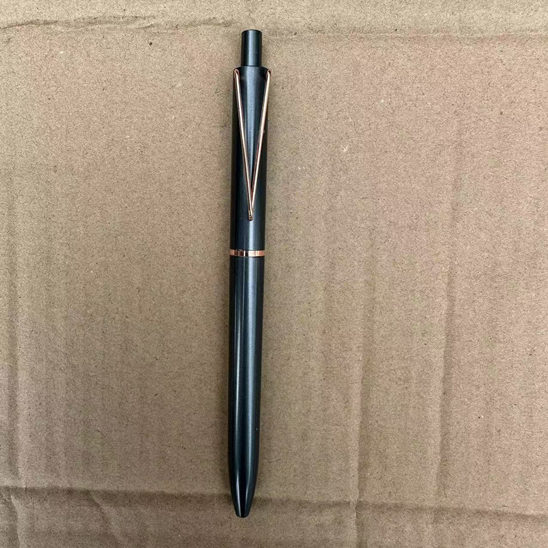 Inventario de alta gama pesada sensación de mano pulsable bolígrafo neutro comercial de alta calidad publicidad bolígrafo de firma logotipo de impresión de escritorio lote