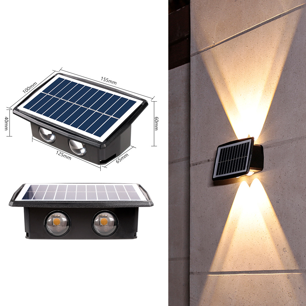Lente convexa solar lámpara de pared lámpara de lavado hogar avanzada lámpara de paisaje impermeable Villa patio jardín arriba y abajo lámpara de pared