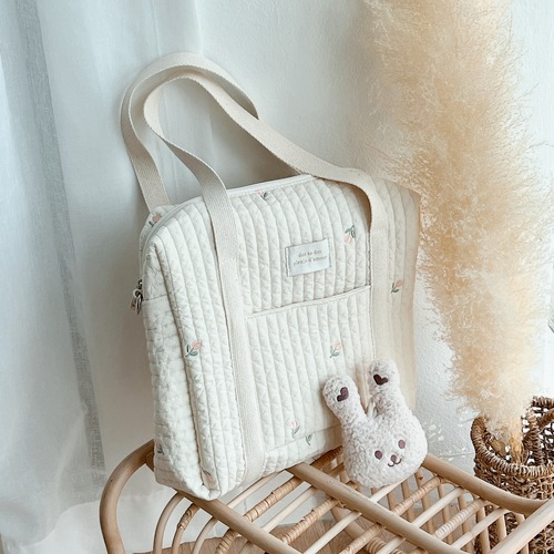 Korean Instagram  New Zipper Embroidered Filled Mommy Bag Baby Stroller Hanging Diaper Bag
