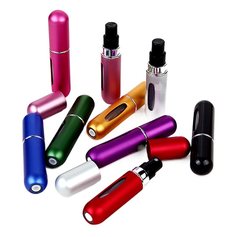 Botella de recarga de perfume con llenado inferior, mini portátil de viaje, compacta, botella vacía de recarga de muestra de alta gama, tipo de llenado directo, diseño simple.