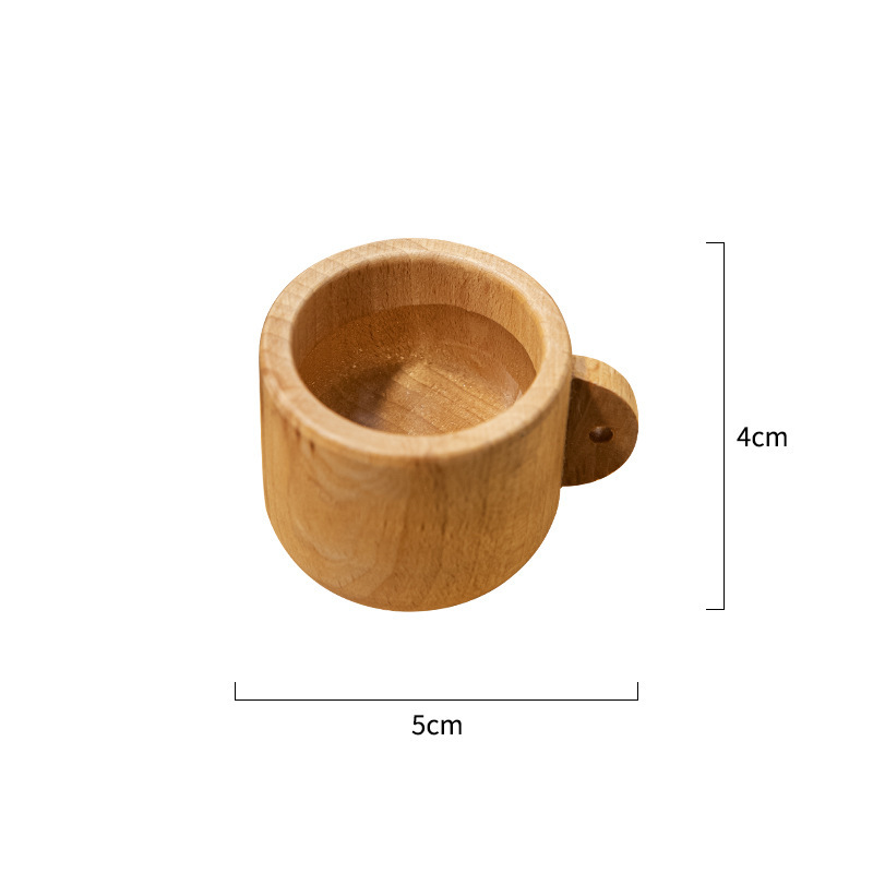 손잡이가있는 우드 오일 커피 컵 4X5cm