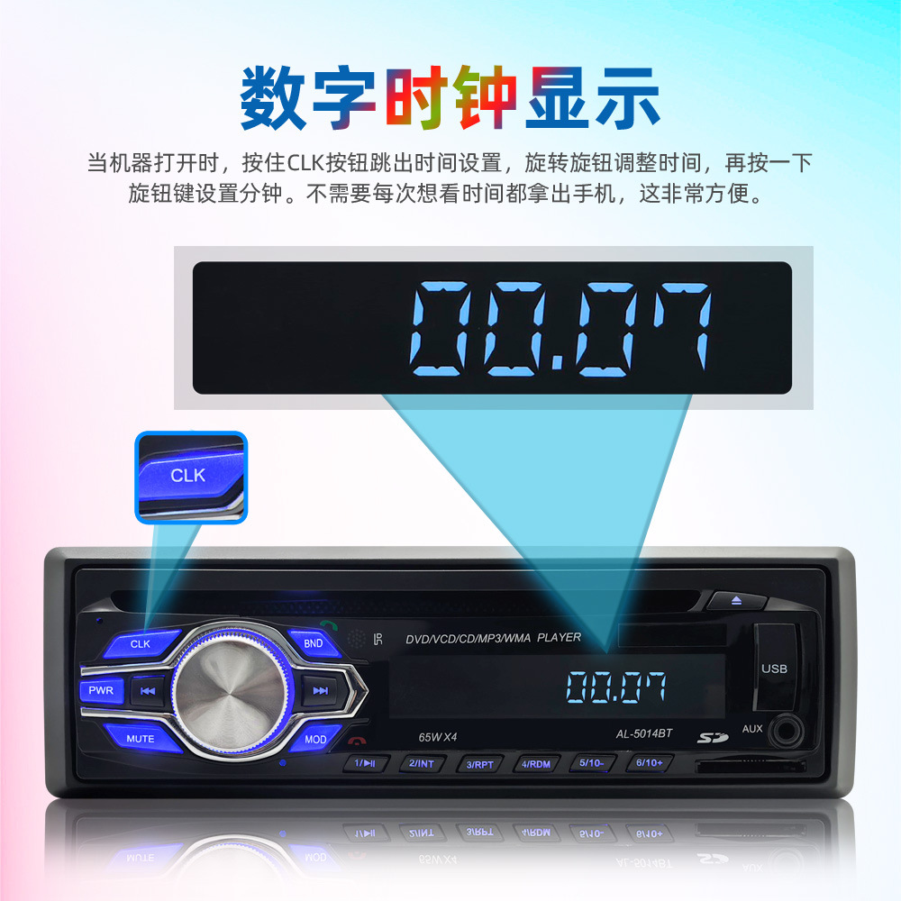Car Dvd Player, Multifunctional Car Video Player, Car Single-Spindle Cd Player, 24V-12V, Bluetooth Hands-Free Calling