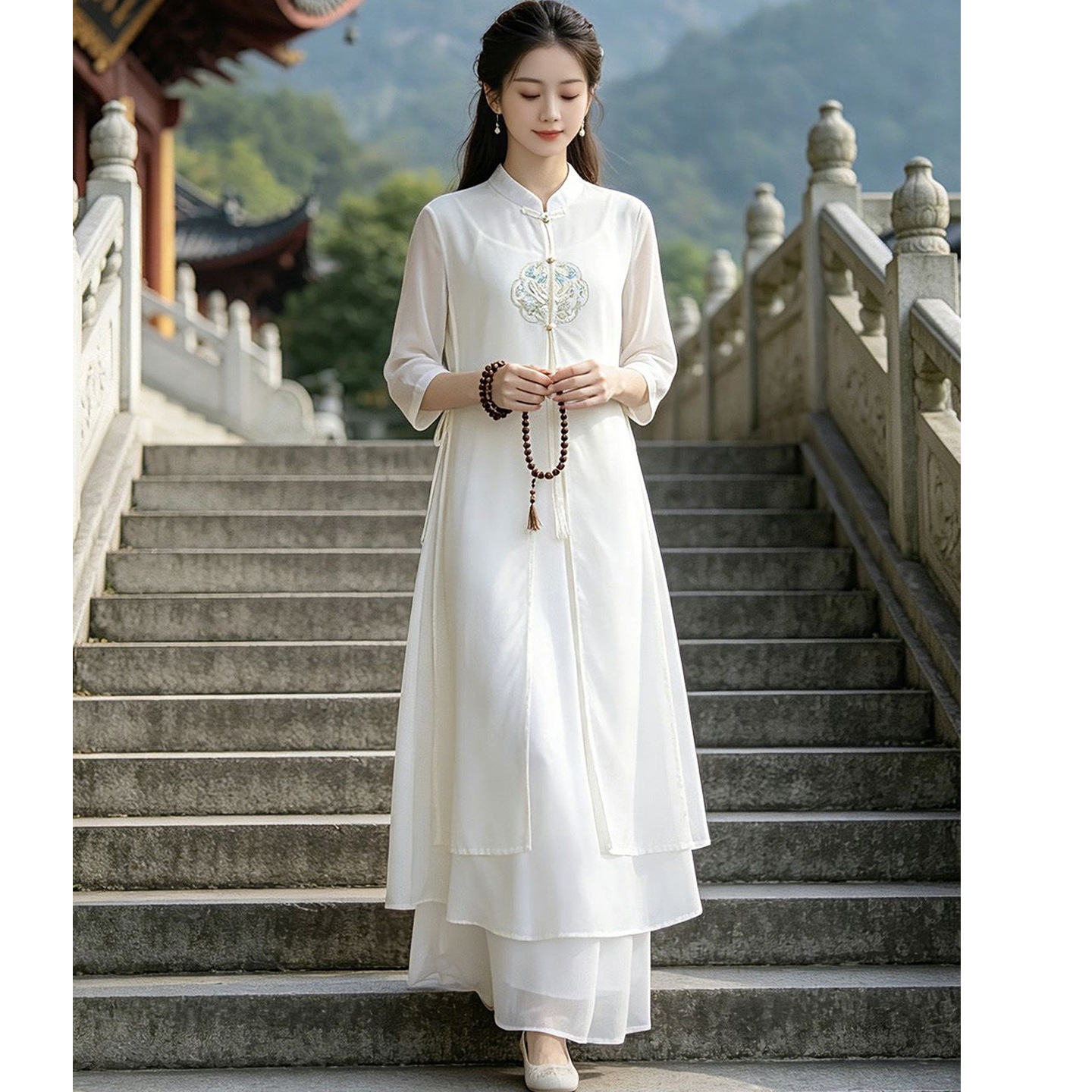 禅意风仙气疗愈禅服新中式居士太极服女款飘逸禅舞服禅修服女套装