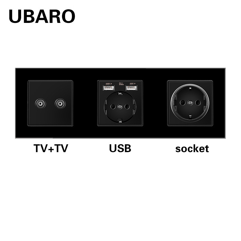 258 듀얼 TV-USB 소켓-블랙