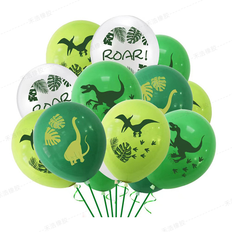 跨境12寸恐龙气球儿童生日派对装饰Roar恐龙乳胶气球套装恐龙主题