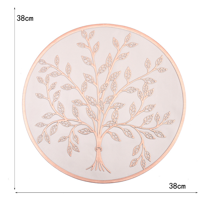 Resistente a quemaduras aislamiento térmico PVC cojín de tazas de agua redondo creativo gran árbol cojín de tazas antideslizante cojín de tazas de alta temperatura en stock