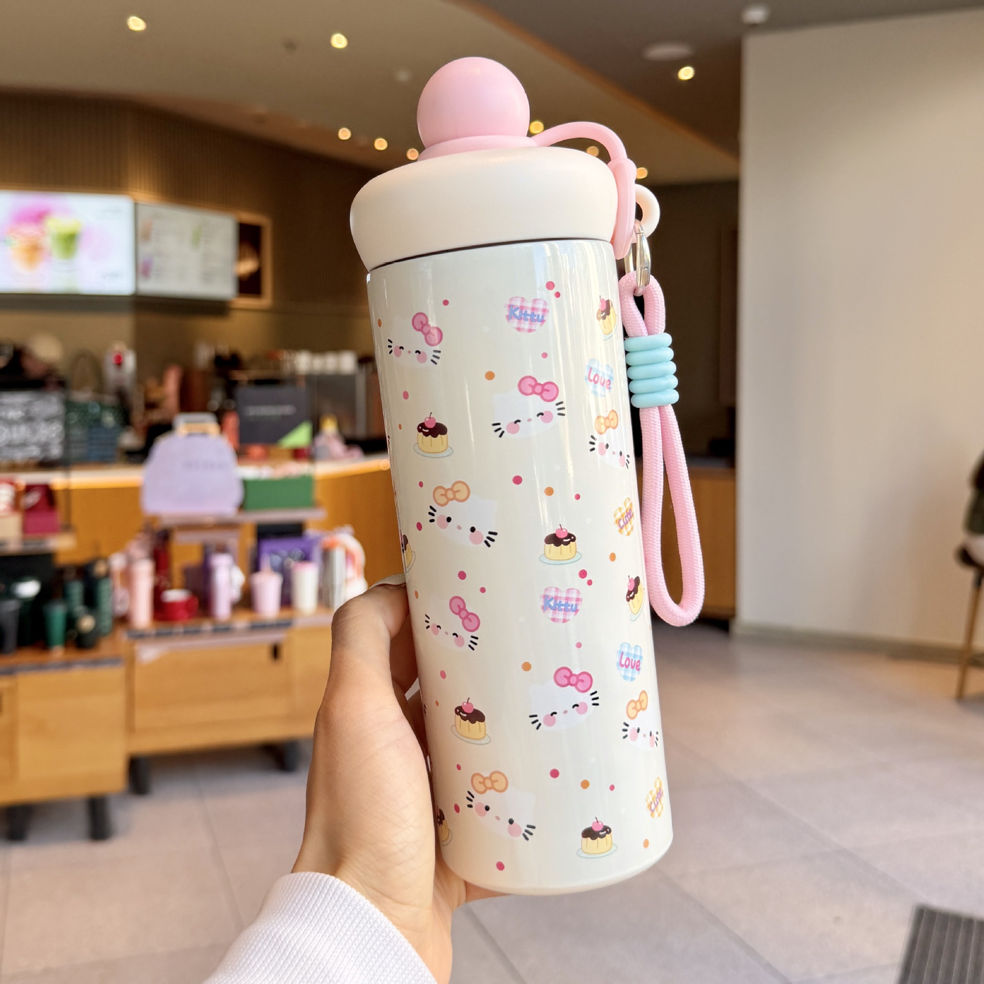 Cute taza de agua de niñas portable de oficina taza de aislamiento de estudiantes ins bebidas directas taza de alto valor facial 316 taza de agua de acero inoxidable