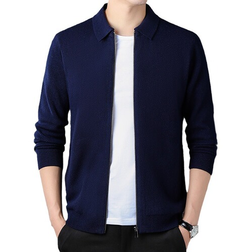 2024 Spring Basic Mass Male Cardigan Business Gentleman Crew Neck Sweater Men's Wool Sweater Thick Warm