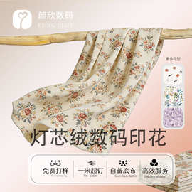 灯芯绒纯棉数码印花针织面料兔兔双面针织印花婴童棉毛布印花布料