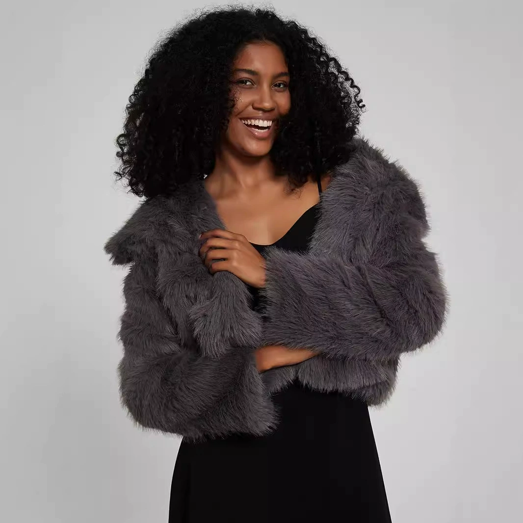 Трансграничная амазонка женская одежда оптом европейский и американский стиль искусственного меха эффект куртка зимний новый лацканный теплый топ