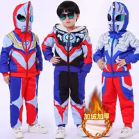 Одежда Ultraman, зимний костюм для мальчиков, красивая осенне-зимняя одежда для маленьких мальчиков, утепленная теплая зимняя детская одежда на флисовой подкладке
