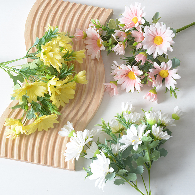 Flor artificial mango haz de sol crisantemo tela de seda pequeño mango ramo Margarita crisantemo holandés fotografía hogar boda accesorios de fotografía