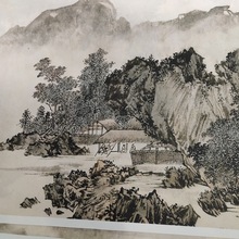 批发傅儒国画真迹山水卷近代风景横幅书画高清微喷复制酒