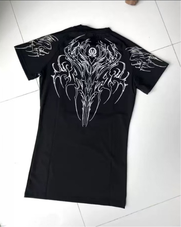 半袖 2025 新しい悪魔スパイダープリント Tシャツトップ多用途カジュアルトレンディなラウンドネック半袖|undefined
