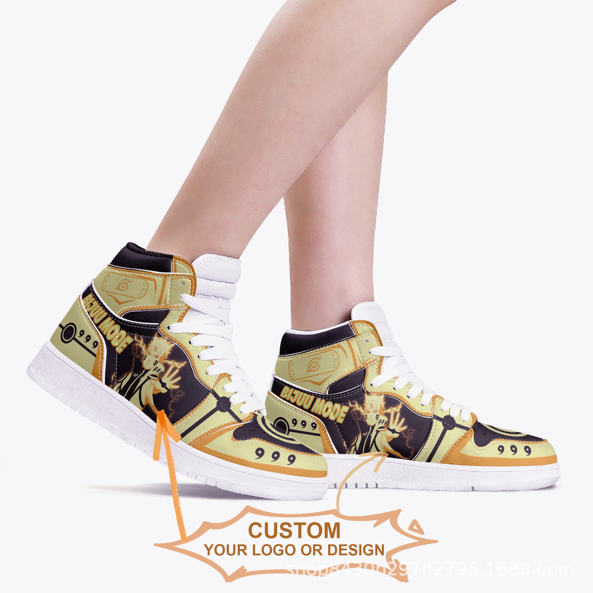 3D印花 现货板鞋百搭高帮运动鞋High Top Leather Sneakers