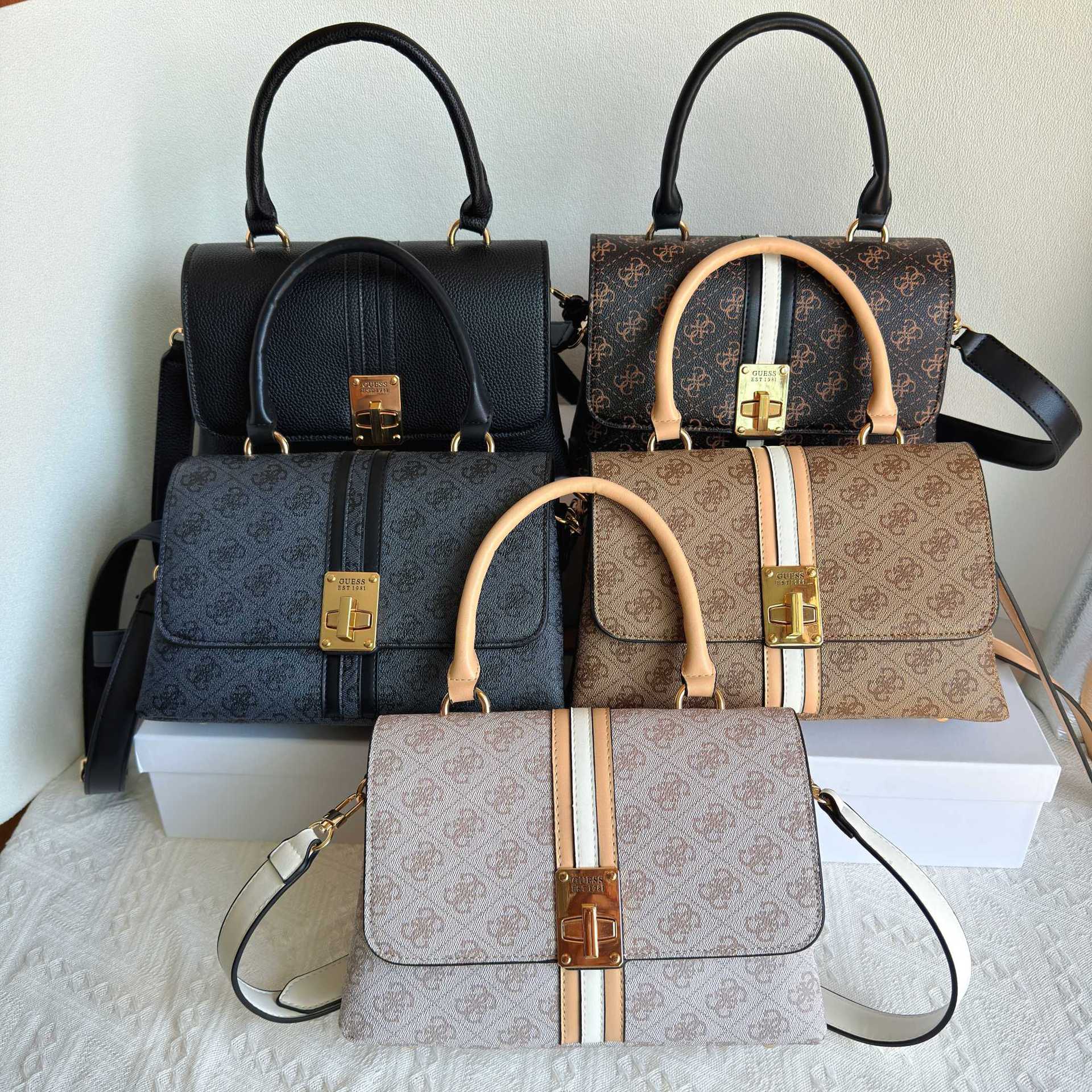 Guess qadın əl çantası, qapaqlı model, sadə üslub