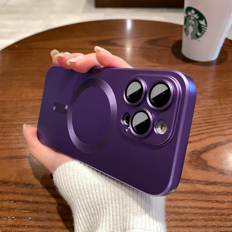 Funda magnética Magsafe para iPhone 16 con película protectora de lente integrada, funda suave mate de cobertura total para Apple 17 Pro