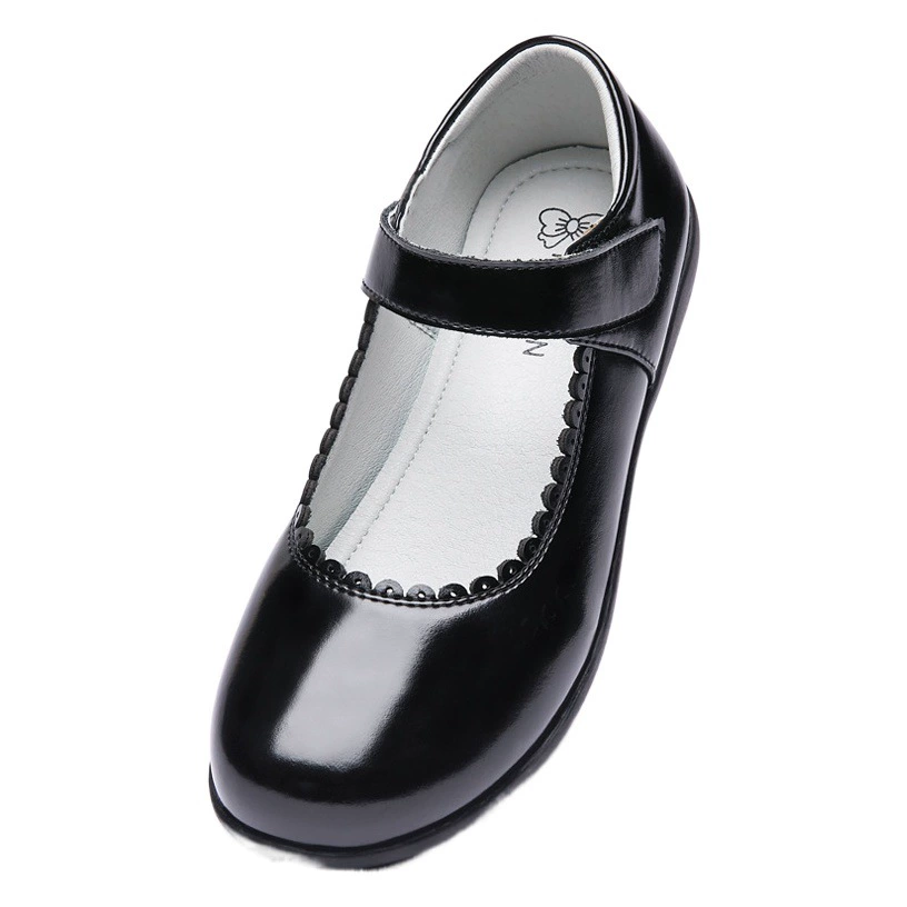 Детские кожаные туфли для девочек, туфли принцессы, праздничные туфли для выступлений, черные школьные туфли с мягкой подошвой для учениц, школьная обувь из Шэньчжэня, в стиле принцессы