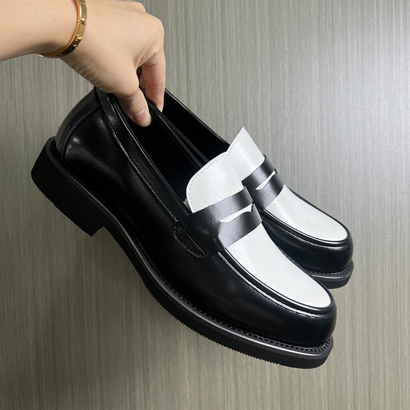 Neue Herrenschuhe aus glänzendem Leder, trendige Color-Block-Loafer, bequeme Slipper 12001-Z (Modelljahr 2025)_voghion.com