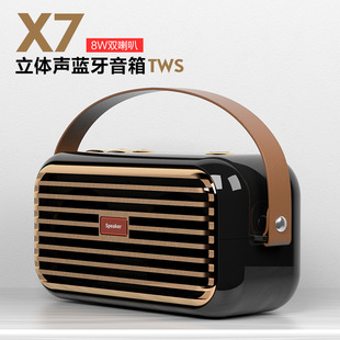 Cross-border Explosions recommend Retro Card Wireless Smart Speaker Dual Speaker Subwoofer Portable Outdoor Bluetooth Audio
