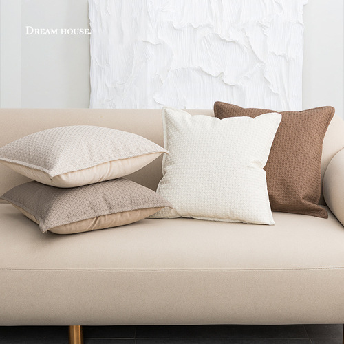 Nordic simple style PU impression leather pillow case American hotel model room sofa cushion cross-border pillow wholesale