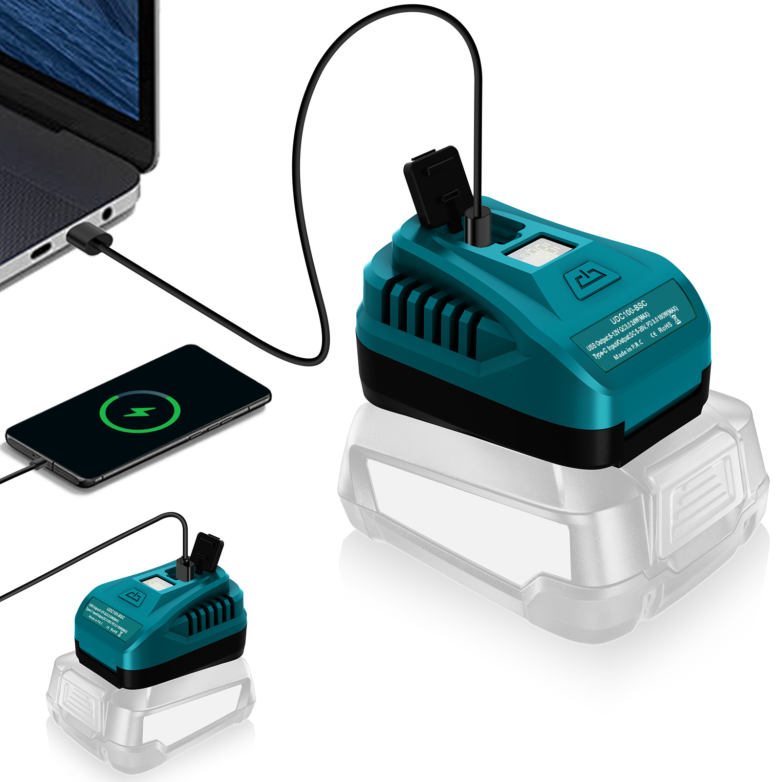 コンバータは18v牧田博世得偉米ウォッチ電池出力qc3.0 pd3.0/100W充電器に適合しています。