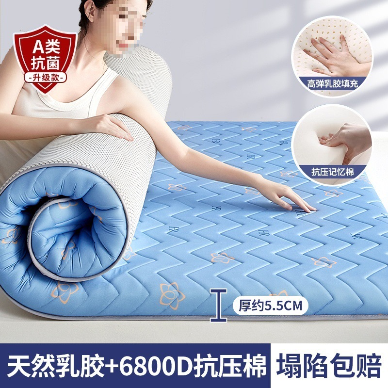 [업그레이드된 깊은 잠] 단면 웨이브 블루 - 두께 약 5.5cm [A급 산모 및 유아용, 라텍스 충전재, 진드기 방지]
