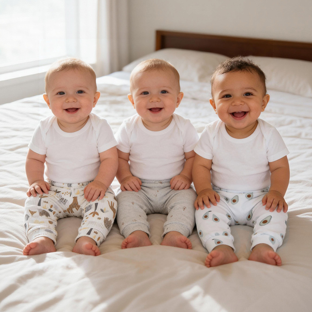 2025 New Baby Cotton Pants 3-Pack Ins Baby All-Season Long Pants Mixed Color Cartoon Print Newborn Pants