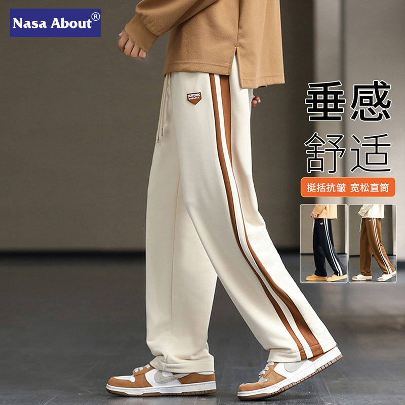 NASA Casual Pants Men's 2025 New Fashion Brand Loose Straight Pants Spring and Autumn Dipper Wide Leg Sports Pants for Men
