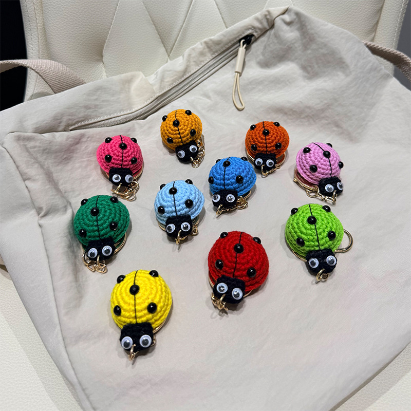 Cross-Border New Colorful Seven-Star Ladybug Handmade Yarn Woven Keychain Cute Insect Pendant Children's Day Gift Cross-Border New Colorful Seven-Star Ladybug Handmade Yarn Woven Keychain Cute Insect Pendant Children's Day Gift